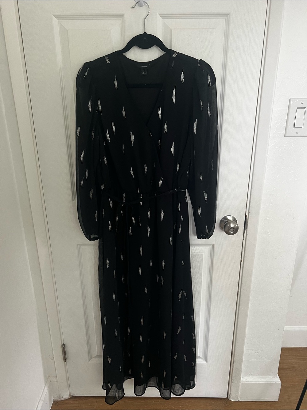 Halogen Black Maxi Wrap Dress with Silver Motif